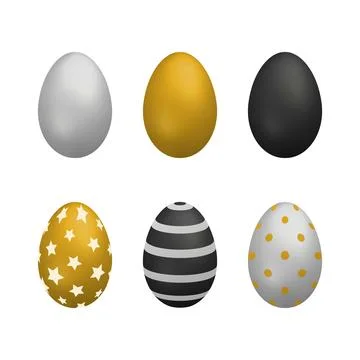 Set of painted metallic eggs. Stock Illustration