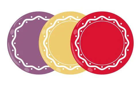 A set of painted plates in a row Stock Illustration