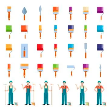 Set of painter icons Stock Illustration