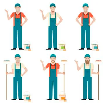 Set of Painters Stock Illustration