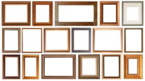 Set of paintings frames isolated on white background 스톡 사진