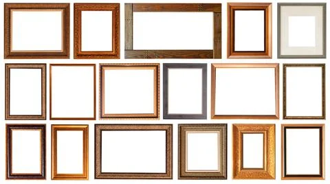 Set of paintings frames isolated on white background Stockfoto's