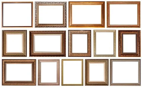 Set of paintings frames isolated on white background Stock Photos