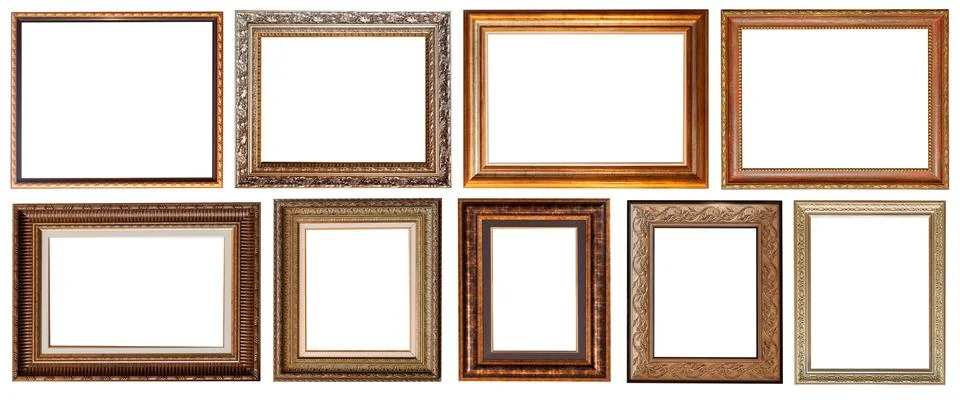 Set of paintings frames isolated on white background Stockfoto's