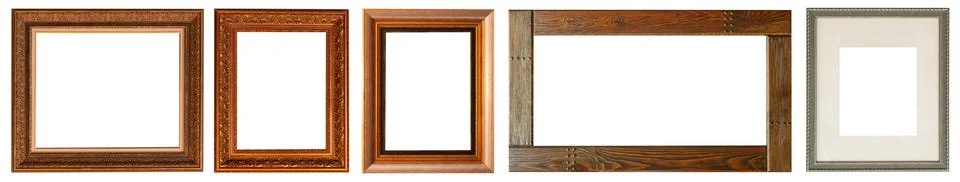 Set of paintings frames isolated on white background Stockfoto's