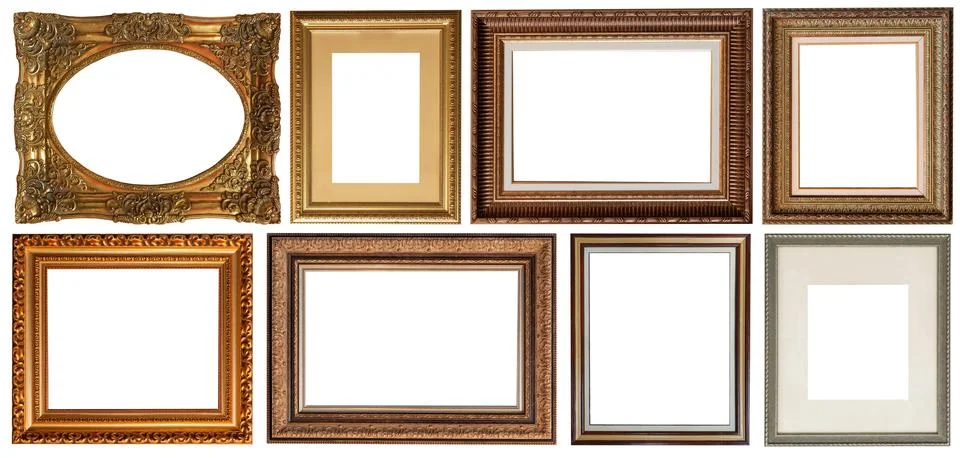 Set of paintings frames isolated on white background Stockfoto's