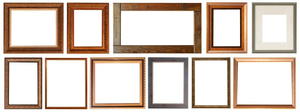 Set of paintings frames isolated on white background Stockfoto's