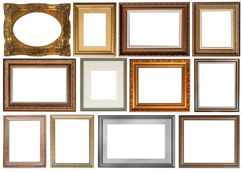 Set of paintings frames isolated on white background Stockfoto's