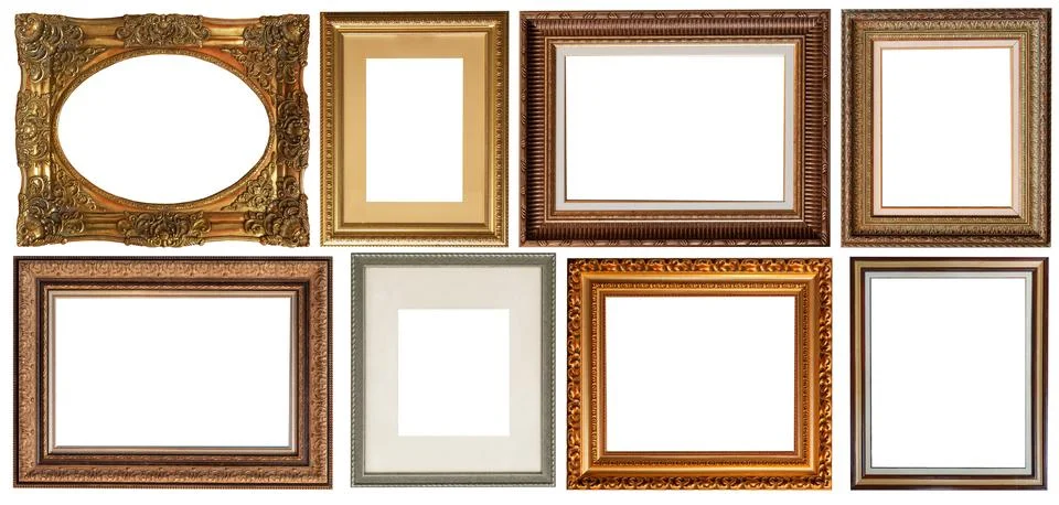 Set of paintings frames isolated on white background Stockfoto's