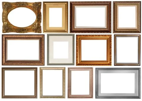 Set of paintings frames isolated on white background Stockfoto's