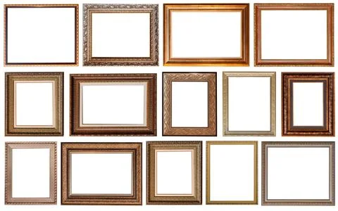 Set of paintings frames isolated on white background Stockfoto's