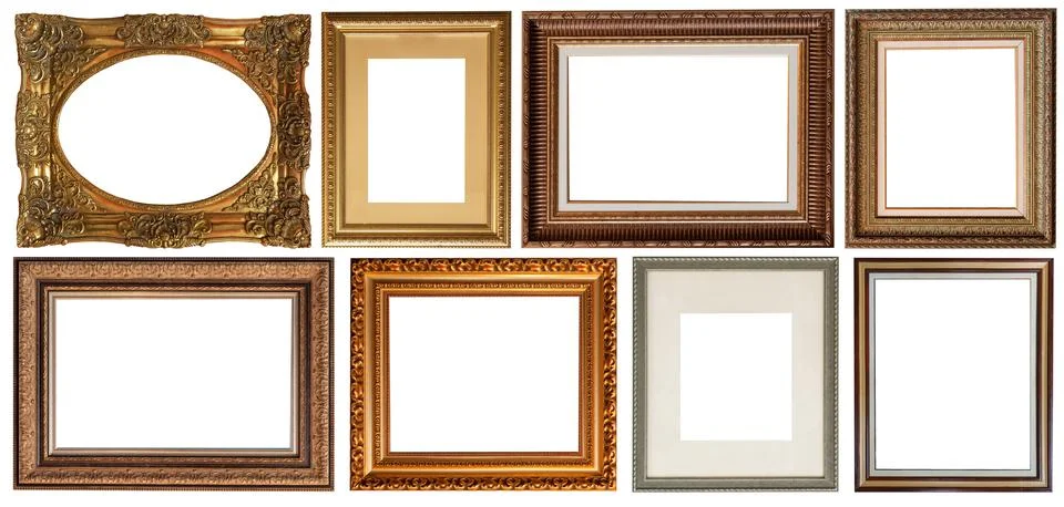 Set of paintings frames isolated on white background Stockfoto's