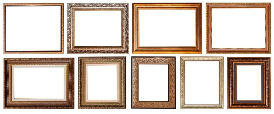 Set of paintings frames isolated on white background 스톡 사진