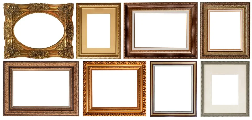 Set of paintings frames isolated on white background Stockfoto's
