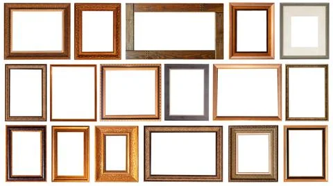 Set of paintings frames isolated on white background Stockfoto's
