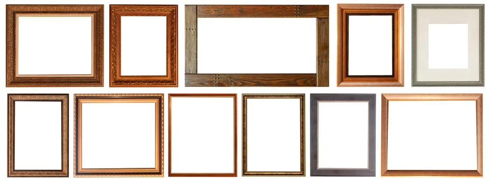Set of paintings frames isolated on white background Stock Photos