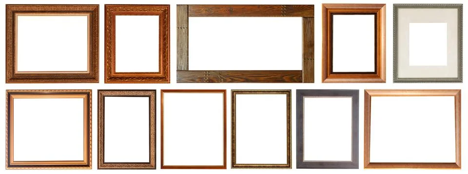 Set of paintings frames isolated on white background Stock Photos