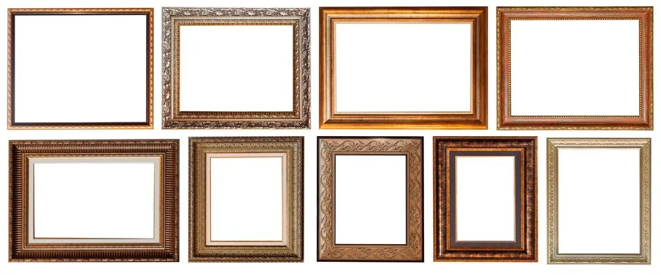 Set of paintings frames isolated on white background Stock Photos