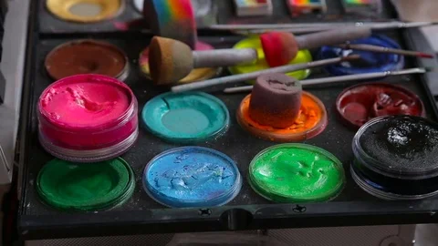 A set of paints and brushes for aqua Stock Footage 78988929