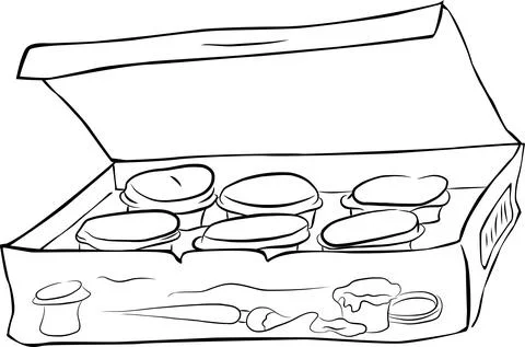 A set of paints in a box 库存插图