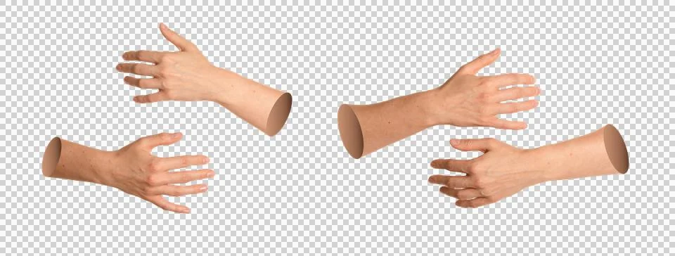Set of pair of hands making embracing and hugging gestures. Collection of o.. 库存照片