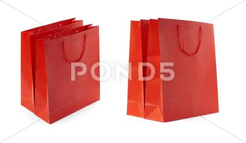Set of Pair of Shopping bag isolated over the white background Stock Photos