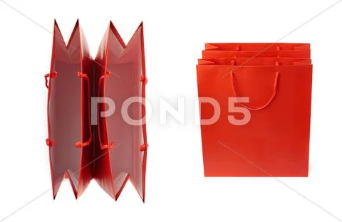Set of Pair of Shopping bag isolated over the white background Stock Photos