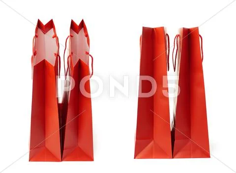 Set of Pair of Shopping bag isolated over the white background Stock Photos