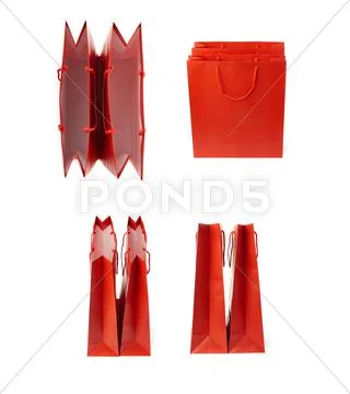 Set of Pair of Shopping bag isolated over the white background Stock Photos