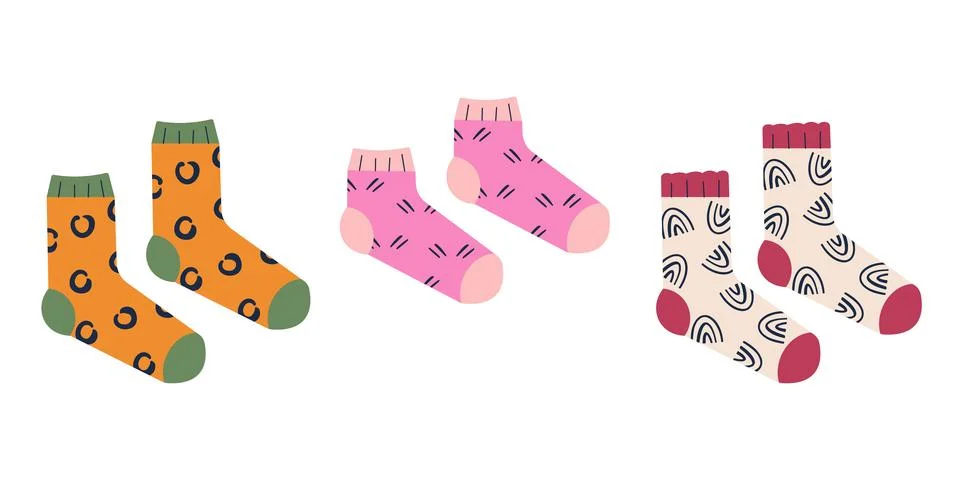 Set pair of socks with a minimalistic abstract pattern. Vector Stock Illustration