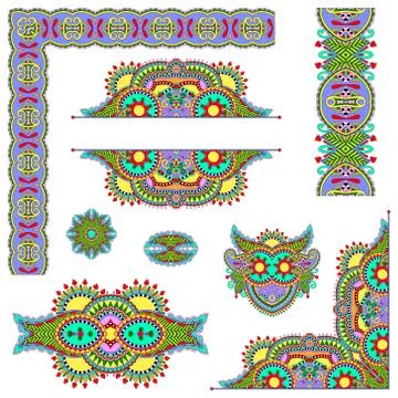Set of paisley floral design elements for page decoration Stockillustratie