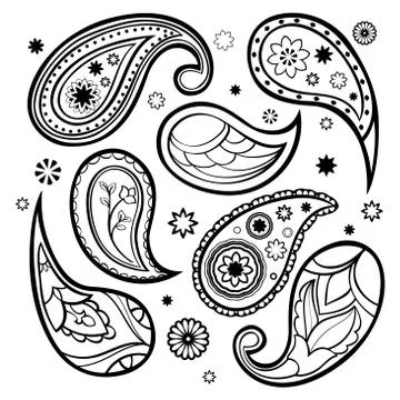 Set of paisley patterns. Stock Illustration