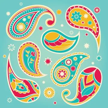 Set of paisley patterns. Illustrazione stock