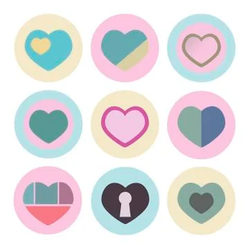 Set of pale colored icons in cake style Illustrazione stock