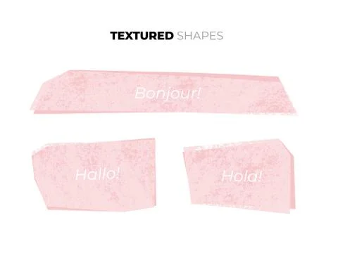 Set of pale pink isolated vector hand drawn dry brush textured shapes. Sharp イラスト素材