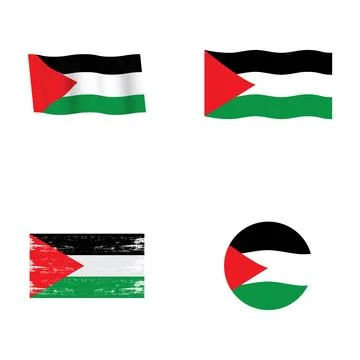 Set of Palestinian flags vector Stock Illustration