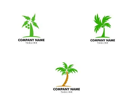 Set of Palm Coconut Tree Icon Logo Template Design Stock Illustration