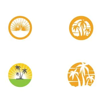 Set Palm tree summer logo template Illustrazione stock