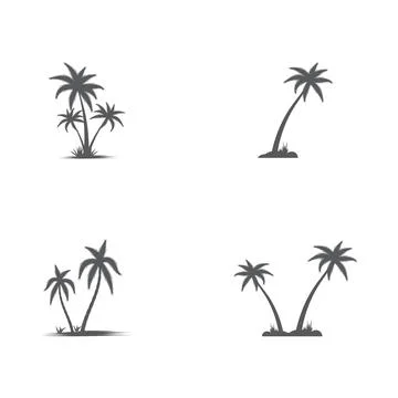 Set Palm tree summer logo template Stock Illustration