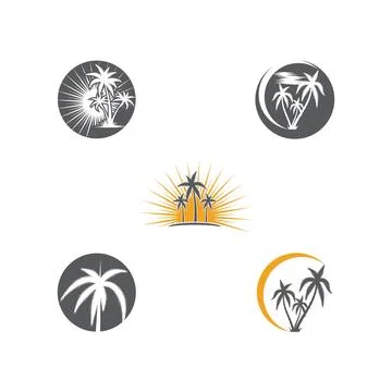 Set Palm tree summer logo template Illustration