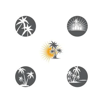 Set Palm tree summer logo template Illustration