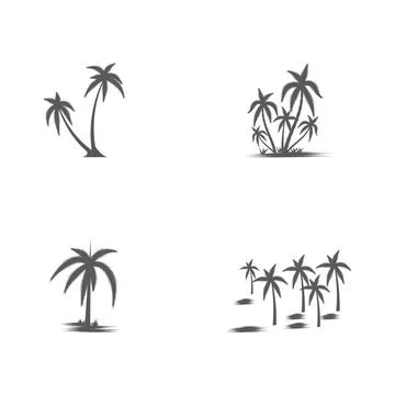 Set Palm tree summer logo template Stock Illustration
