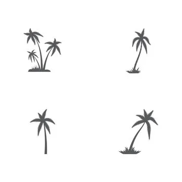 Set Palm tree summer logo template Illustration