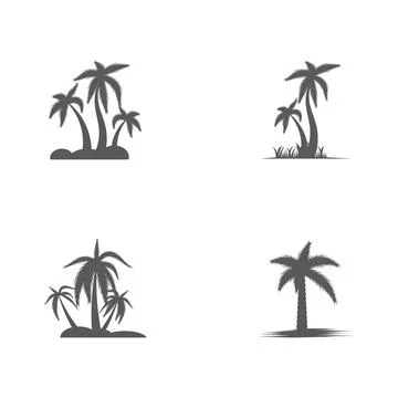 Set Palm tree summer logo template Stock Illustration