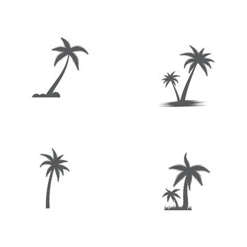 Set Palm tree summer logo template 스톡 일러스트
