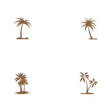 Set Palm tree summer logo Stock Illustration