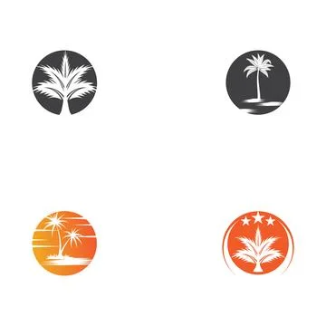 Set Palm tree summer logo Illustration