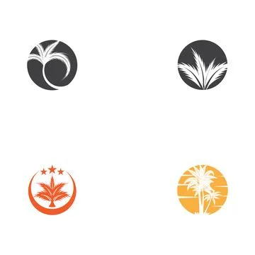 Set Palm tree summer logo Illustration