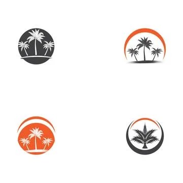 Set Palm tree summer logo Illustration