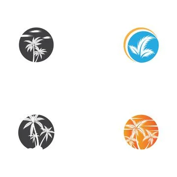 Set Palm tree summer logo Illustration